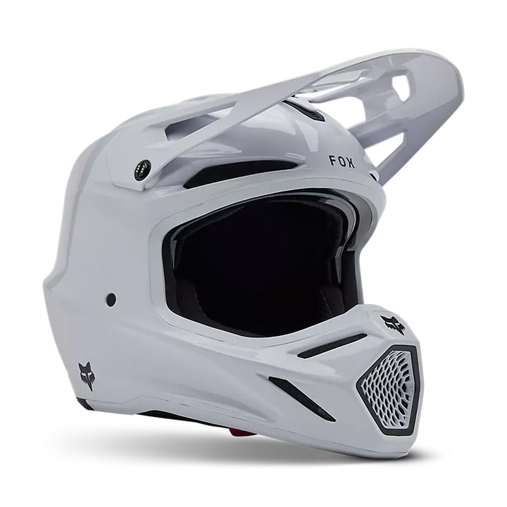 2025 Fox V3 RS Solid White Gloss Motocross Helmet