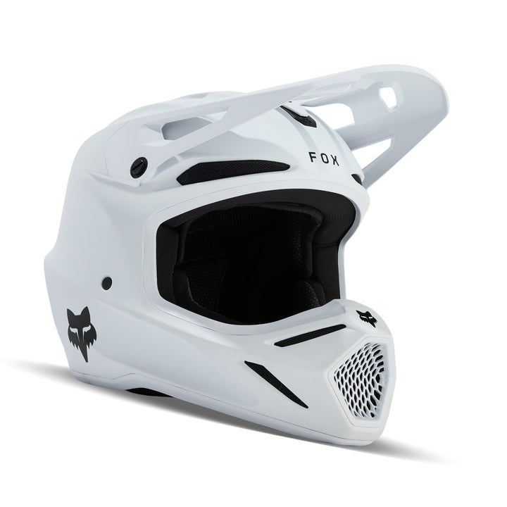 2026 Fox V3 SOLID MATTE WHITE Motocross Helmet