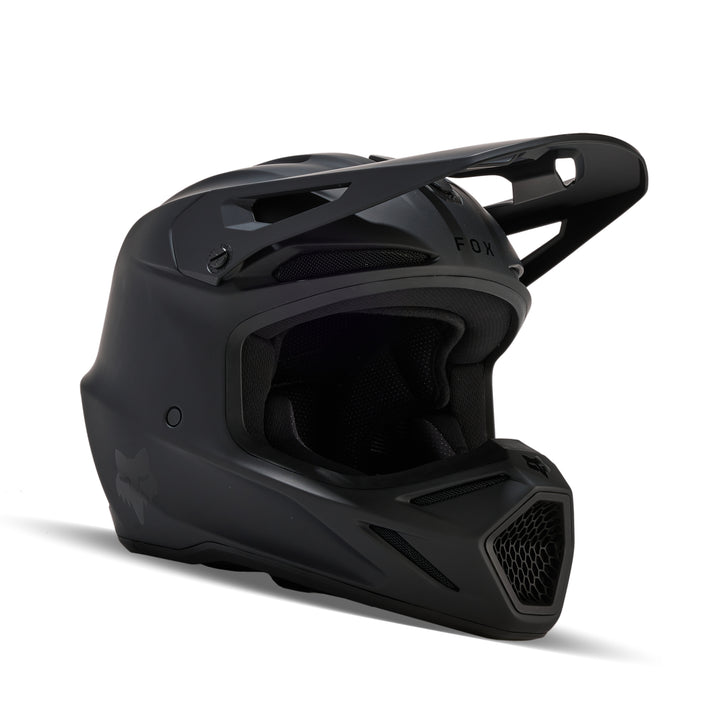 2026 Fox V3 SOLID MATTE BLACK Motocross Helmet