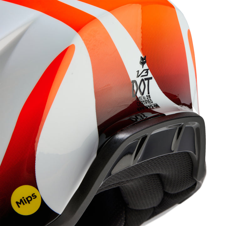 2024 Fox V3 MAGNETIC White Orange Motocross Helmet