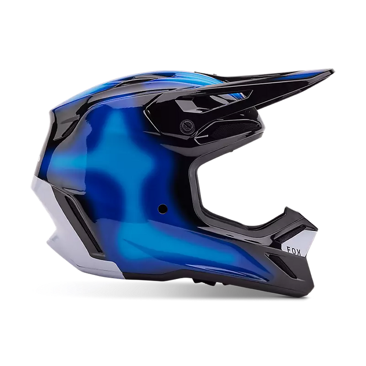2024 Fox V3 Volatile Black Blue Motocross Helmet