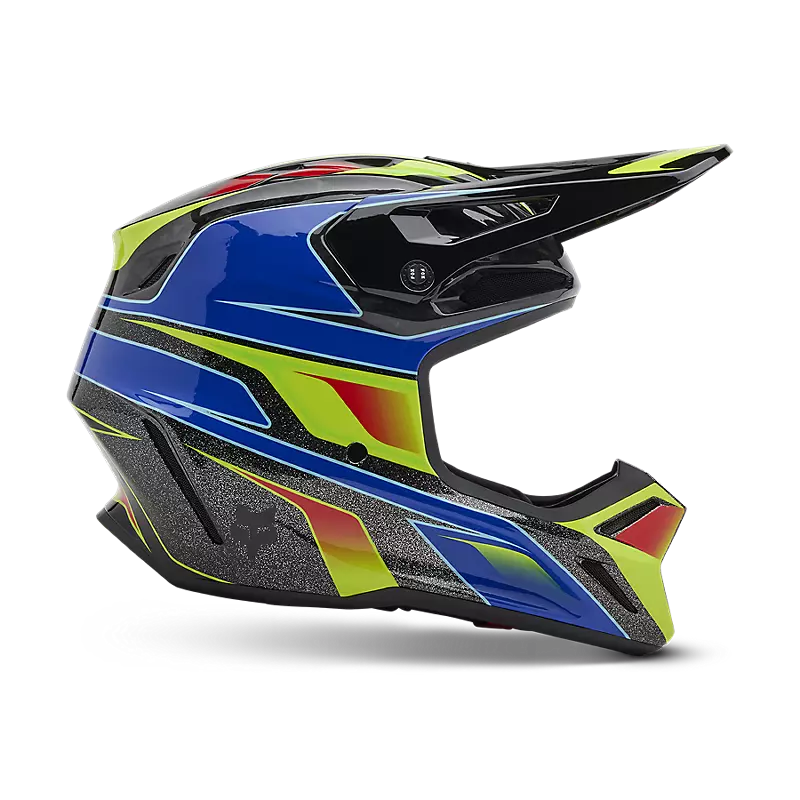 2025 Fox V3 RS Acric Blue Multicolour Motocross Helmet