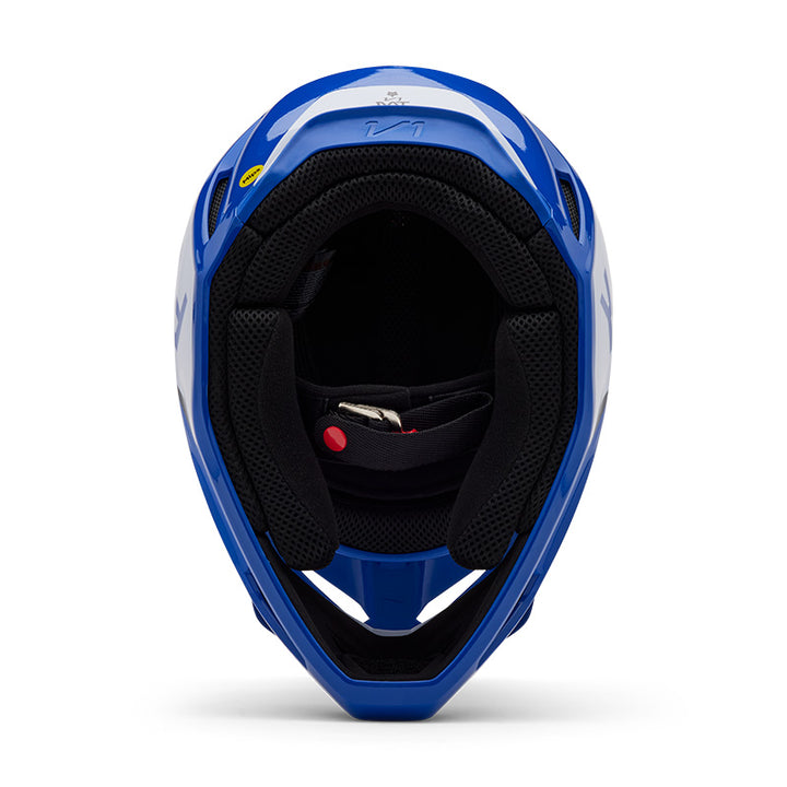 2025 Fox V1 Lean Blue White Motocross Helmet