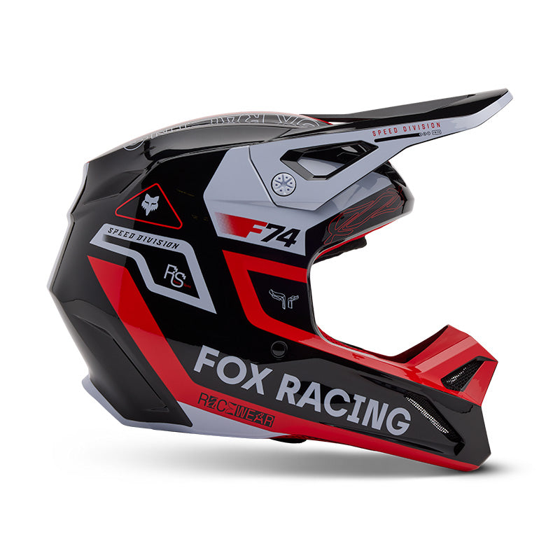 Fox フルフェイスヘルメット ブラックレッド 2025 Fox V1 Race Spec - Red Motocross Helmet | Fox MX Helmets
