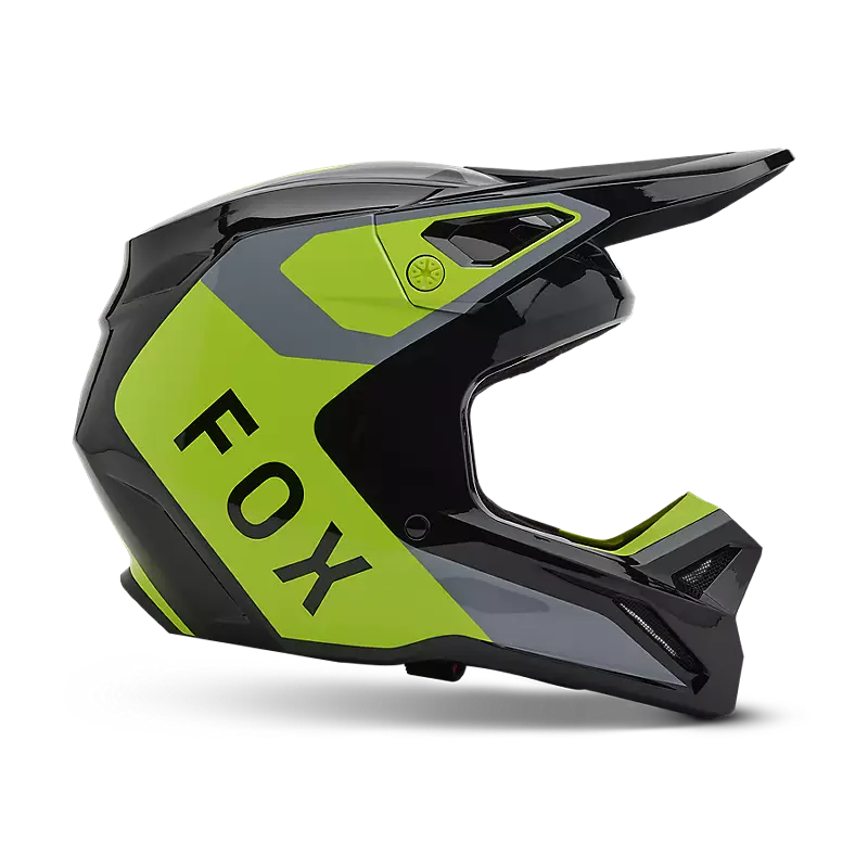 2025 Fox Youth V1 Lean Grey Yellow Helmet