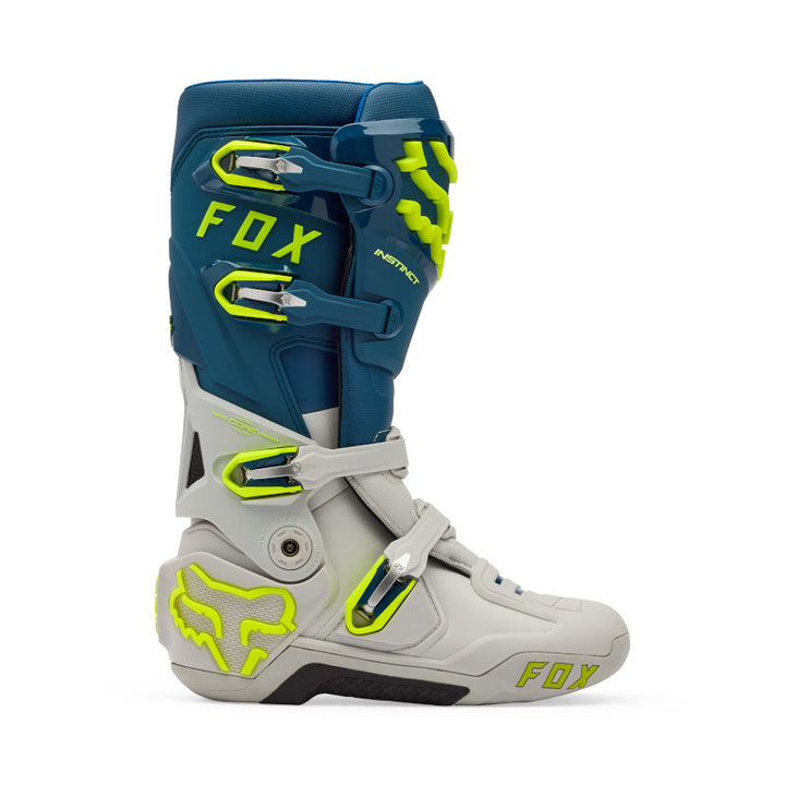 Fox Instinct MX Boots Blue Grey Yellow