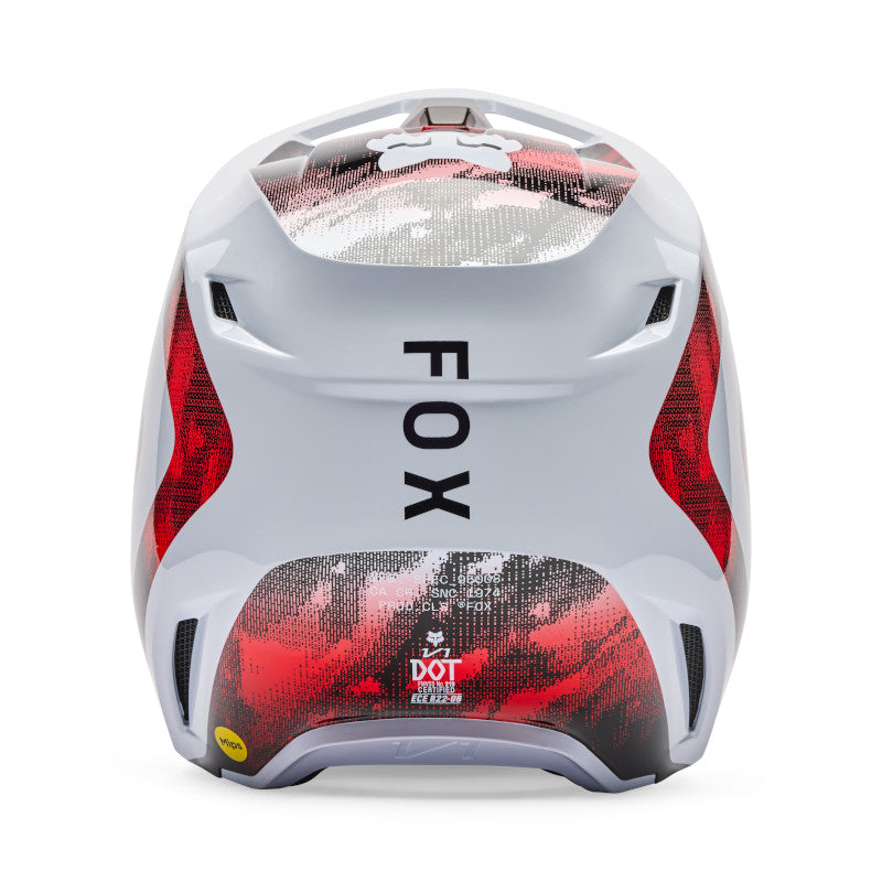2026 Fox V1 Kairos White Red Motocross Helmet