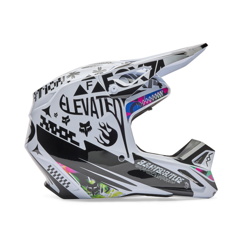 2026 Fox V1 Image Cosmo Black White Motocross Helmet