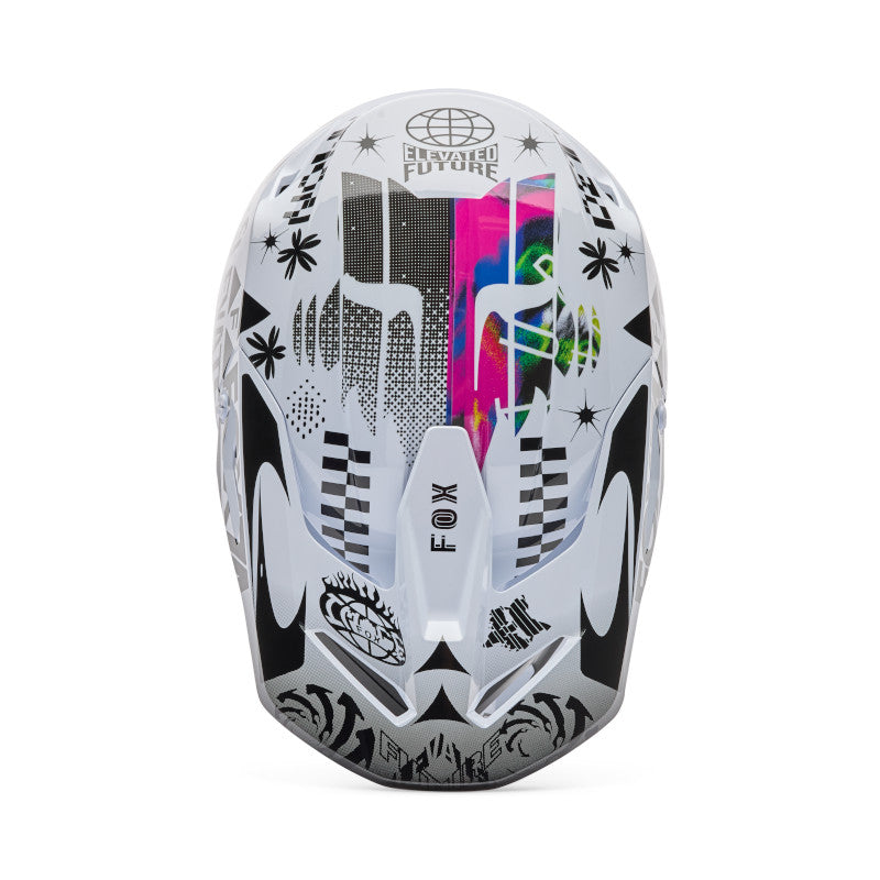 2026 Fox V1 Image Cosmo Black White Motocross Helmet