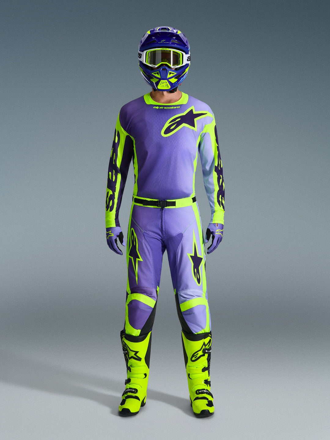 2026 Alpinestars Racer Portl Purple Yellow MX Kit Combo