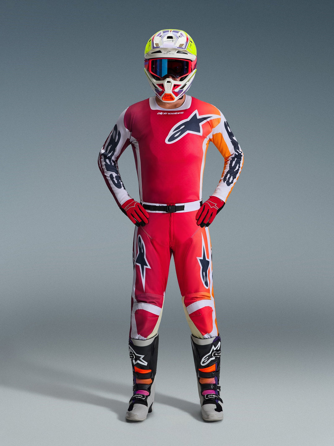 2026 Alpinestars Racer Portl Red Grey MX Kit Combo
