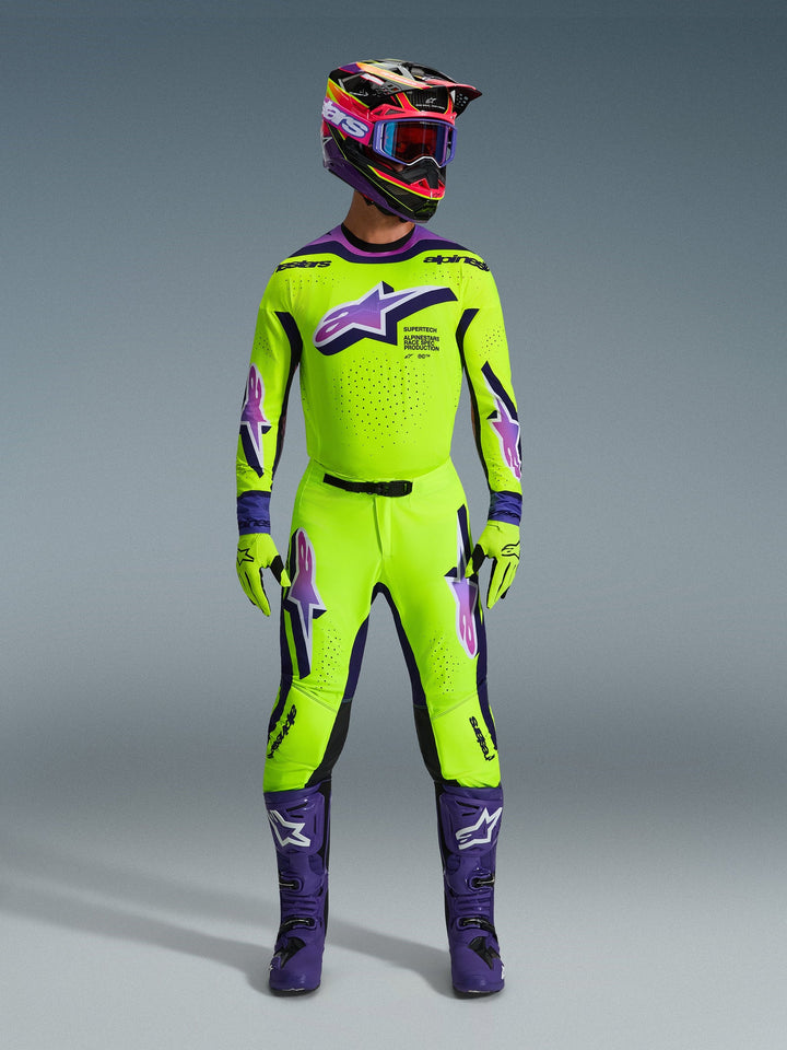 2026 Alpinestars Supertech Vista Yellow Purple MX Kit Combo