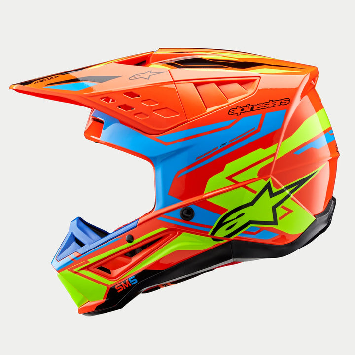 Alpinestars SM5 Action 2 MX Helmet Orange Yellow Blue