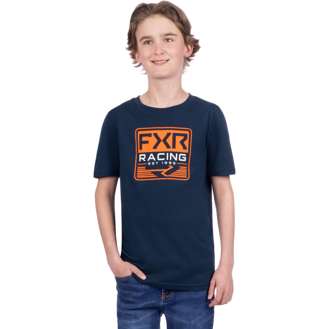 FXR Youth Emblem Premium Tee Blue Orange