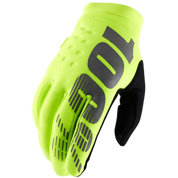 100% Brisker Cold Weather Winter Gloves Fluo Yellow