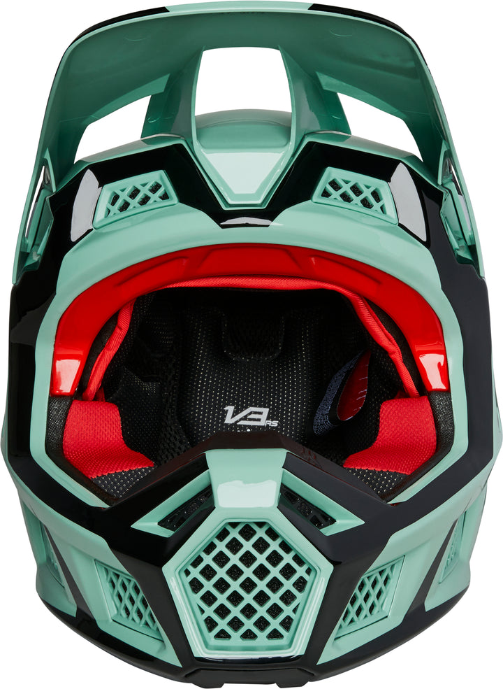 Fox V3 RS DVIDE Jade Green Motocross Helmet