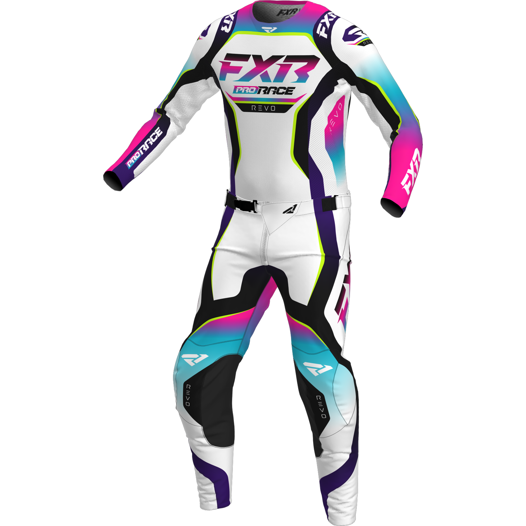 2025 FXR Revo Lithium White Pink Blue MX kit combo | FXR MX Kits ...