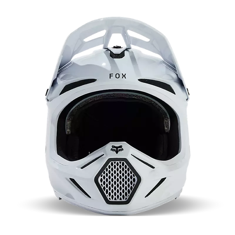 2025 Fox V3 RS Solid White Gloss Motocross Helmet