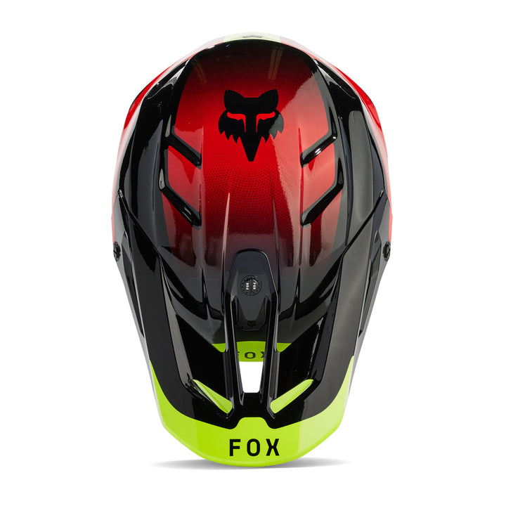 2024 Fox V3 REVISE Red Yellow Motocross Helmet