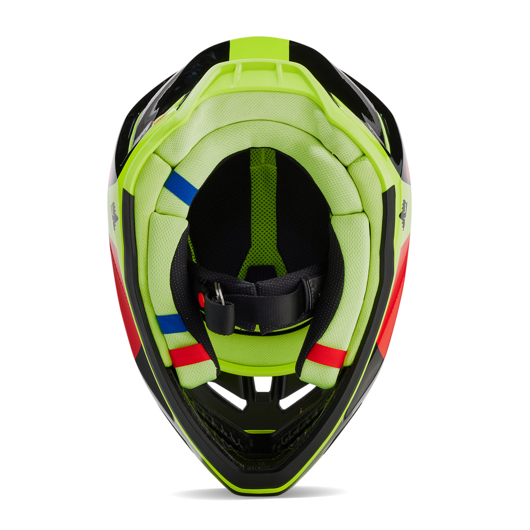 2024 Fox V3 REVISE Red Yellow Motocross Helmet