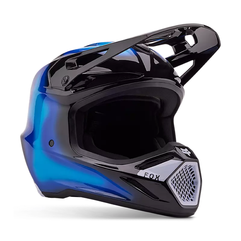 2024 Fox V3 Volatile Black Blue Motocross Helmet