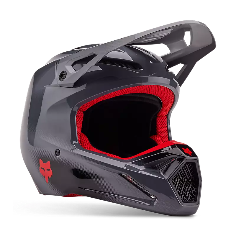 2024 Fox V1 Interfere Grey Red Motocross Helmet