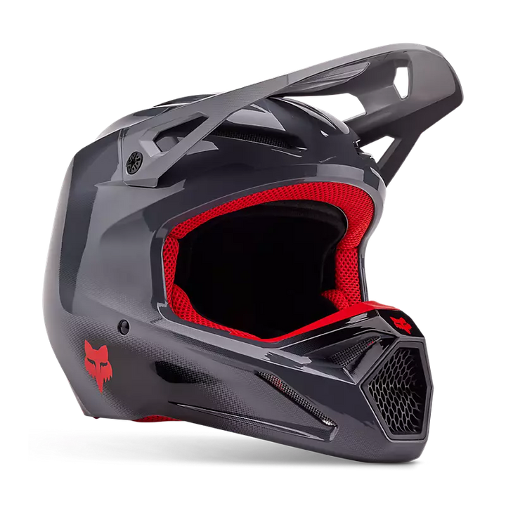 2024 Fox V1 Interfere Grey Red Motocross Helmet