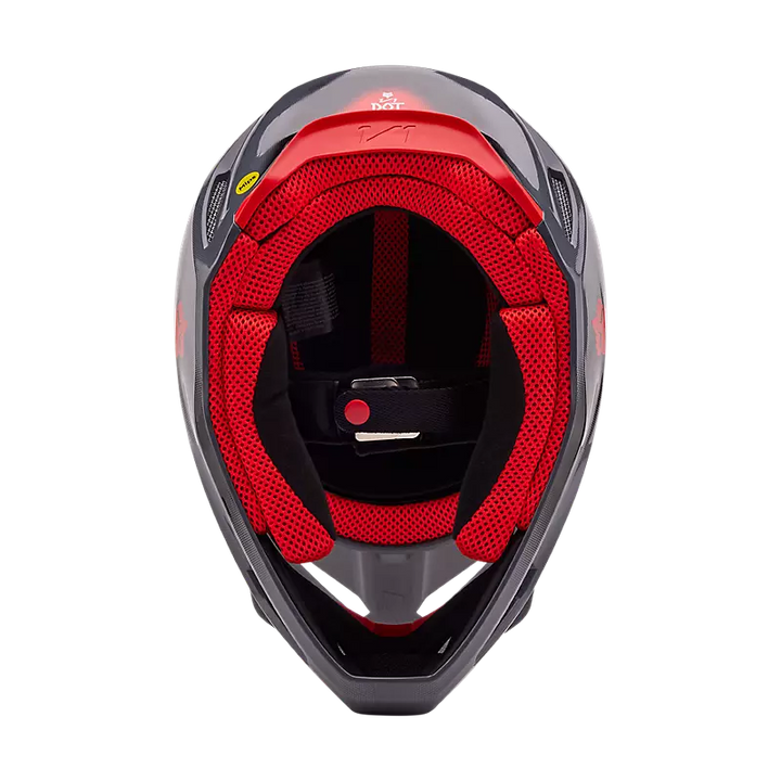 2024 Fox V1 Interfere Grey Red Motocross Helmet