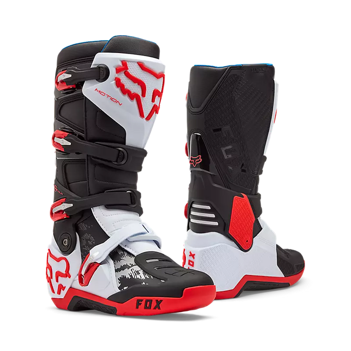 Fox Motion MX Boots White Red Black