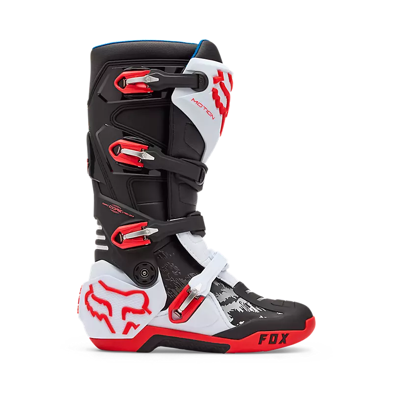 Fox Motion MX Boots White Red Black