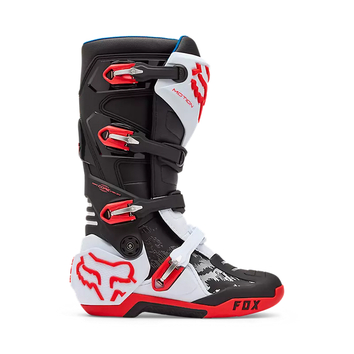 Fox Motion MX Boots White Red Black