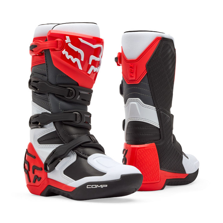Fox Youth Comp Motocross Boots White Red
