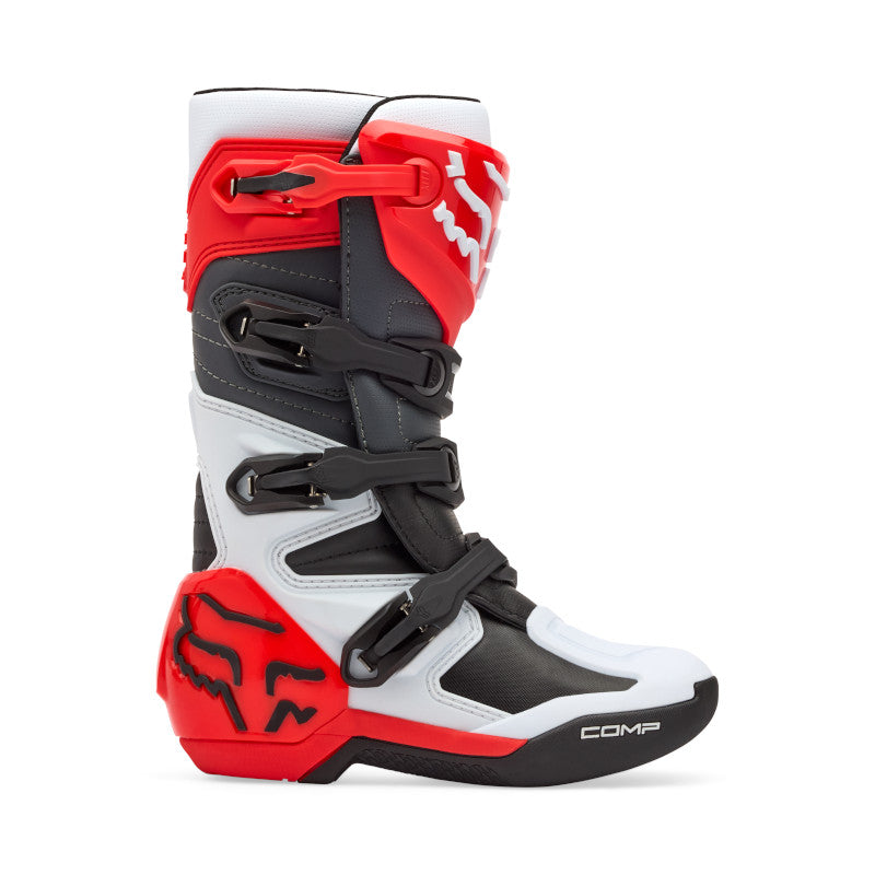 Fox Youth Comp Motocross Boots White Red