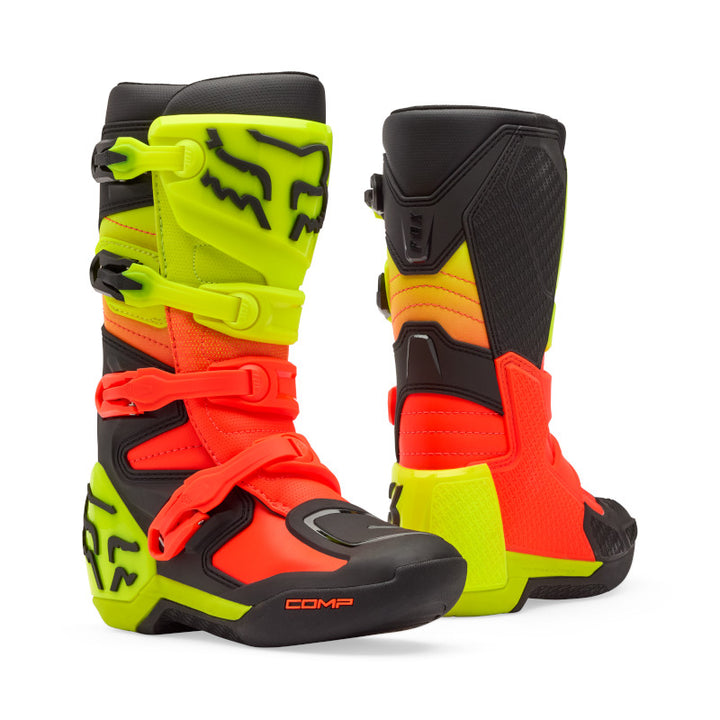 Fox Youth Comp Motocross Boots Orange Yellow