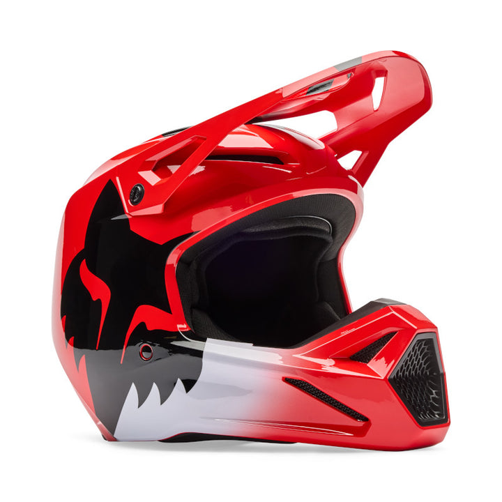 2026 Fox V1 Shield Red Motocross Helmet