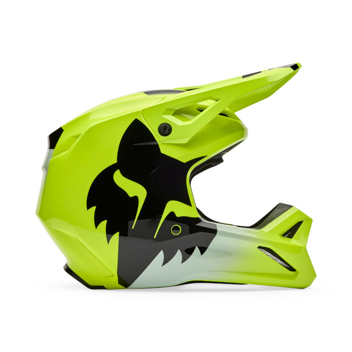 2026 Fox V1 Shield Flo Yellow Motocross Helmet