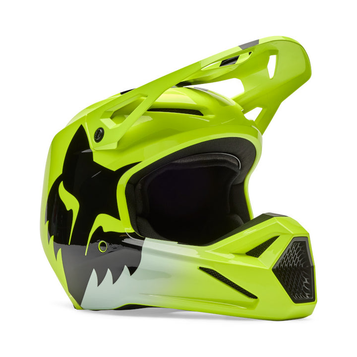 2026 Fox V1 Shield Flo Yellow Motocross Helmet