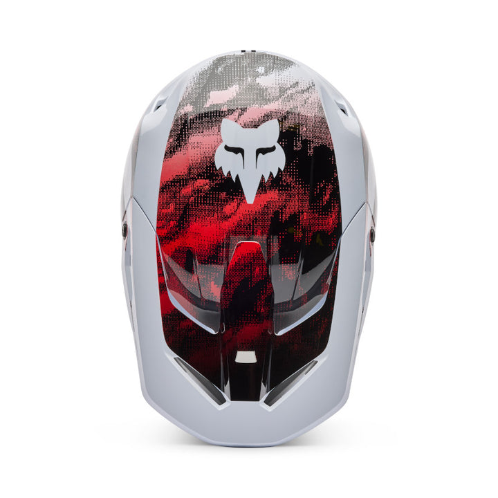 2026 Fox V1 Kairos White Red Motocross Helmet