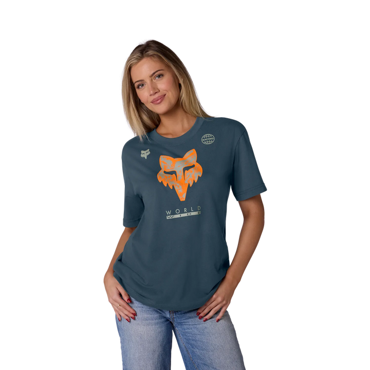 Fox Ladies Image Print Tee Blue Orange