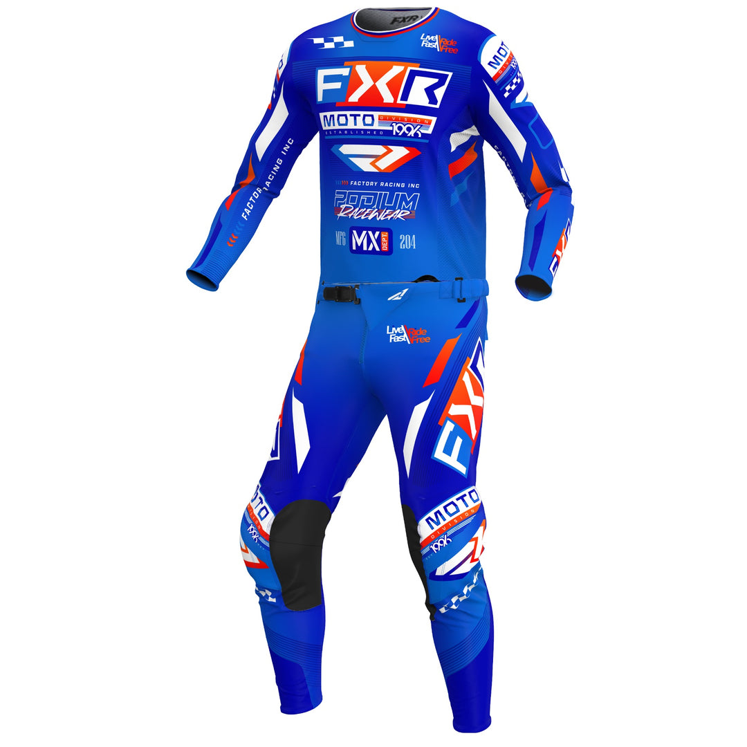 gear factor mx 2025 FXR Youth Podium Blue White Red Kit Combo