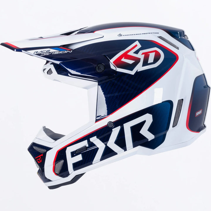 FXR 6D ATR-3 FIM White Blue Red Helmet