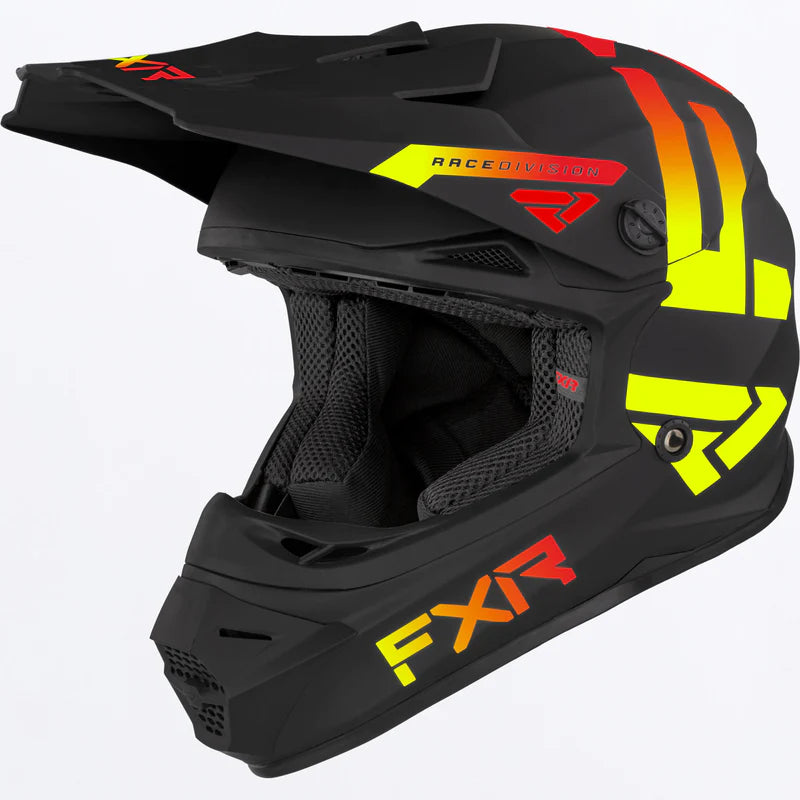 2023 YOUTH FXR Legion Helmet Black Yellow Orange