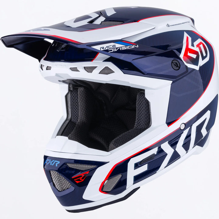 FXR 6D ATR-3 FIM White Blue Red Helmet