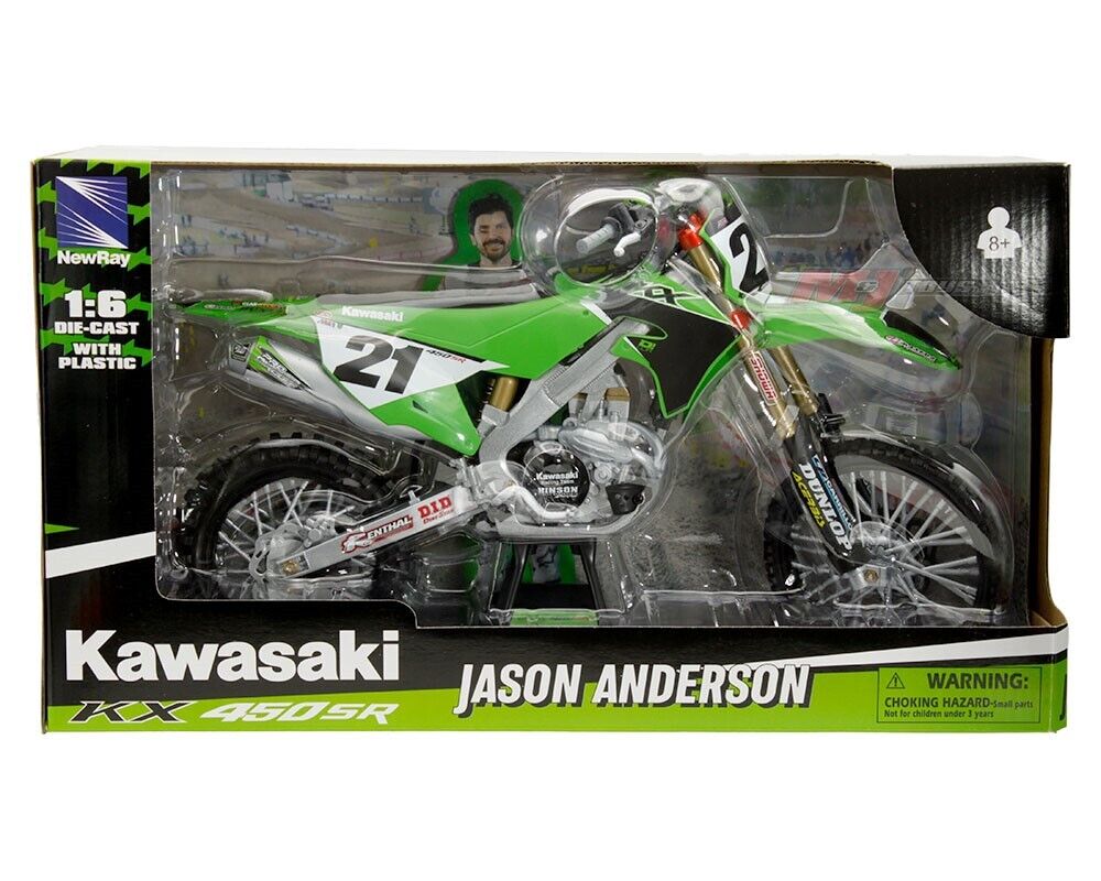 JASON ANDERSON KAWASAKI KXF450 1:6 SCALE DIECAST MX MODEL BIKE