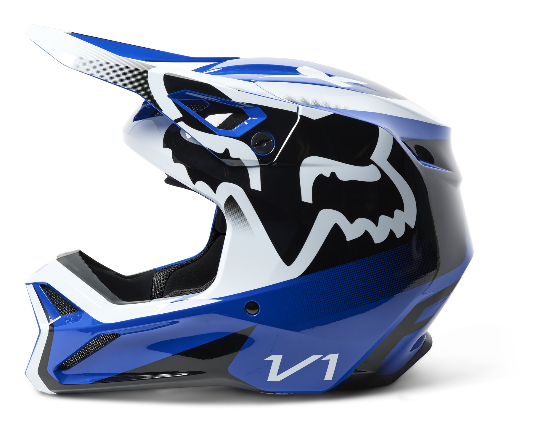 2023 Fox V1 LEED Blue White Motocross Helmet