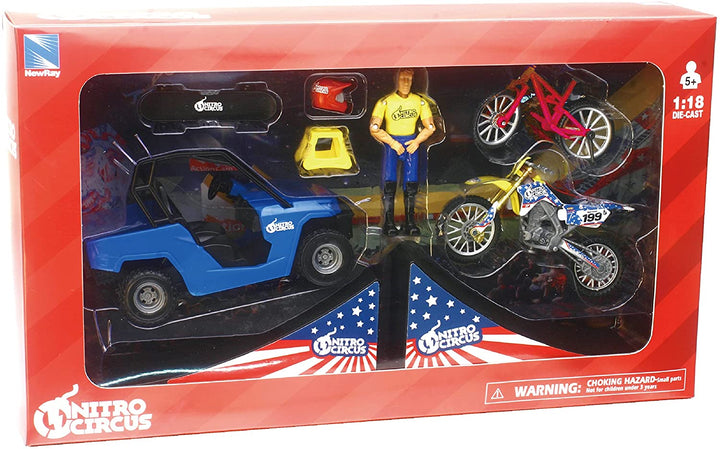 TRAVIS PASTRANA NITRO CIRCUS PLAY SET 1:18 SCALE DIECAST MX MODEL BIKE