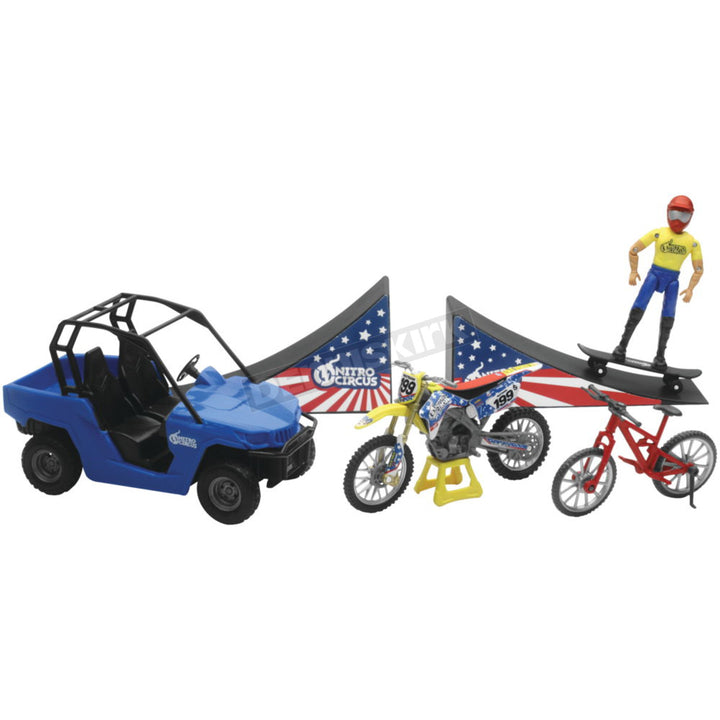 TRAVIS PASTRANA NITRO CIRCUS PLAY SET 1:18 SCALE DIECAST MX MODEL BIKE